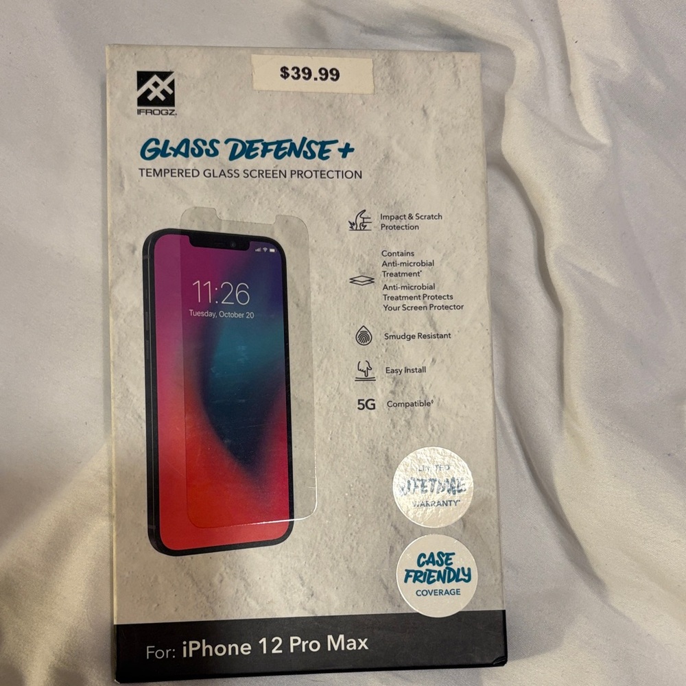 Glass Defense+ Tempered Glass Screen Protector for iPhone 12 Pro Max - Black
